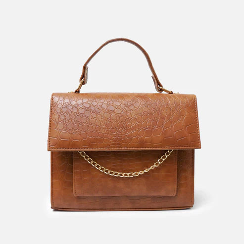 Modish Carry | Croc-Embossed Brown Leather Bag – Stylish Women’s Handbag