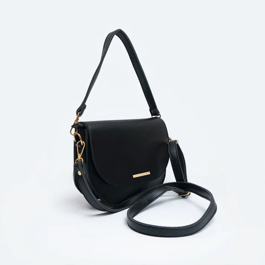 Modish Carry | Black Saddle Bag – Stylish Everyday Handbag for Women & Mums