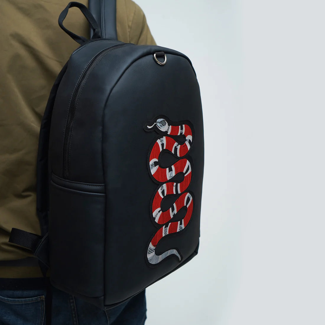 Modish Carry | Embroidered Snake Backpack