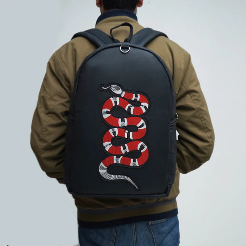 Modish Carry | Embroidered Snake Backpack