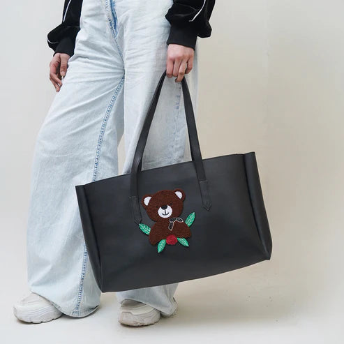 Modish Carry | Black Teddy Handbag 2.0 – Stylish Bag for Women & Mums