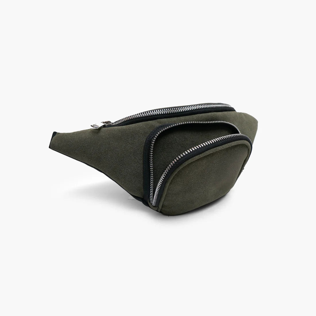Modish Carry | Olive Suede Croissant Fanny Bag – Sleek & Stylish Everyday Bag