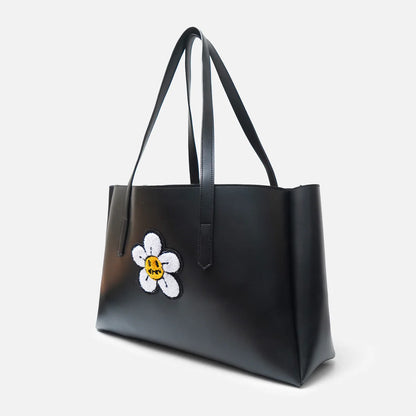 Modish Carry | Daisy Flower Black Tote – Stylish Handbag for Women & Mums