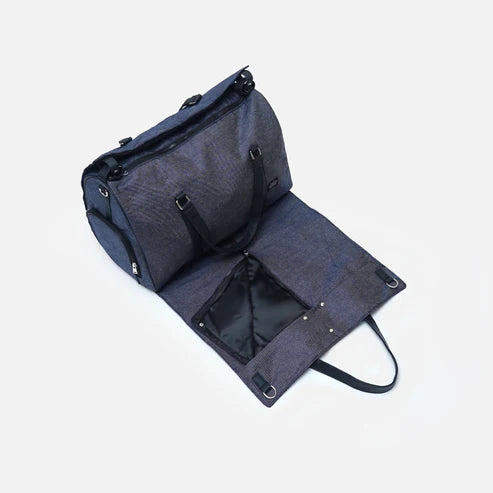 Modish Carry | Sac de Voyage et Housse à Costume Hybride – Bleu Unisexe en Cuir Végan