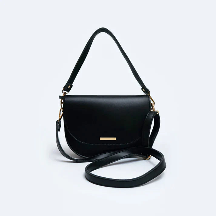 Modish Carry | Black Saddle Bag – Stylish Everyday Handbag for Women & Mums