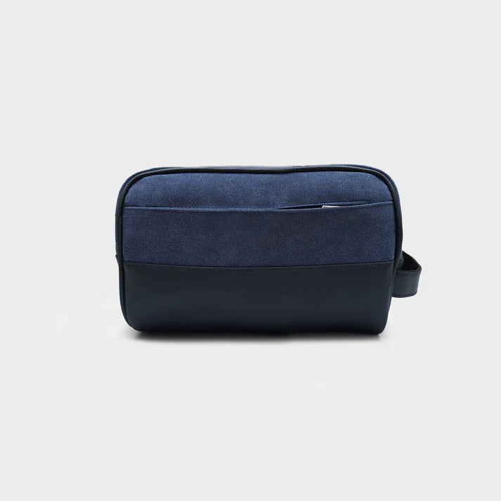Modish Carry | Unisex Navi Suede Toiletry Bag | Penganjur Premium