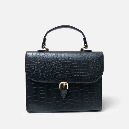 Modish Carry | Croc Embossed Black Leather Bag – Stylish Women’s Handbag