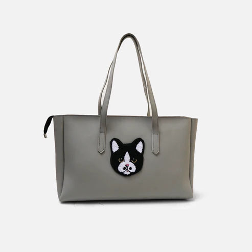 时尚手提包 | Choco Meow 托特包 – 灰色“低调奢华”大容量手提包