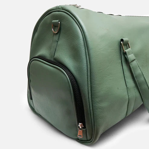 حقيبة سفر عصرية | حقيبة سفر أنيقة للجنسين من الجلد النباتي باللون الأخضر الفيروزي