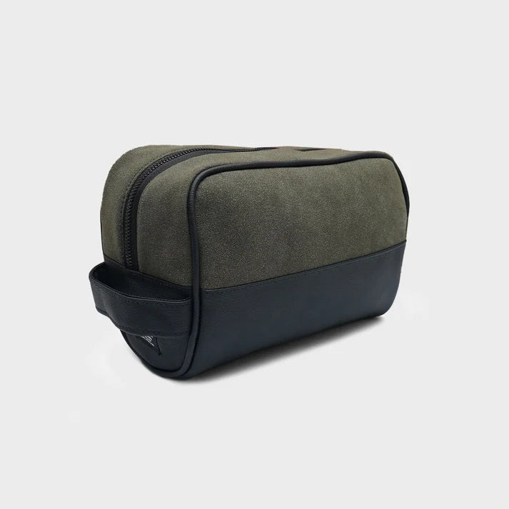 Modish Carry | Beg Peralatan Mandi Unisex Olive Suede | Penganjur Premium
