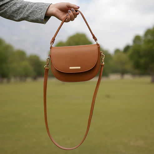 Modish Carry | Brown Sugar Saddle Bag – Aesthetic Vegan Crossbody Bag