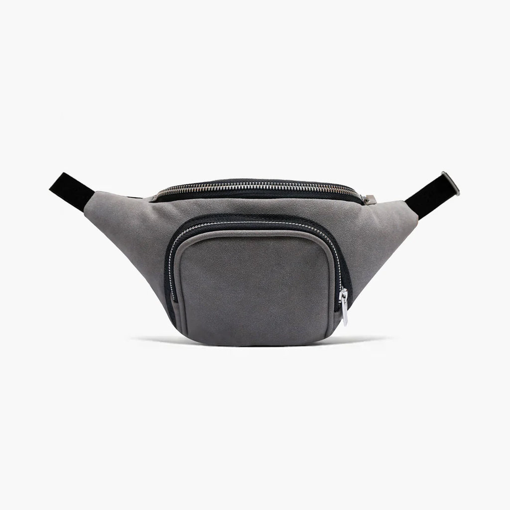 Modische Tragetasche | Graue Wildleder-Bauchtasche – Unisex-Urban-Hüfttasche &amp; Umhängetasche