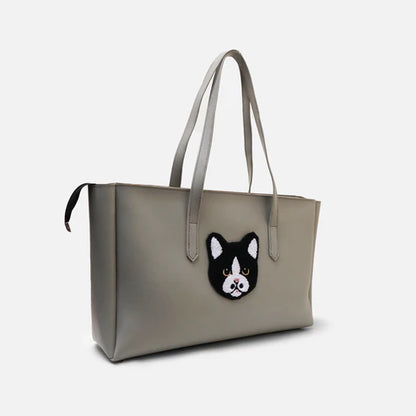 Modish Carry | Choco Meow Grey Tote – Stylish Handbag for Women & Mums
