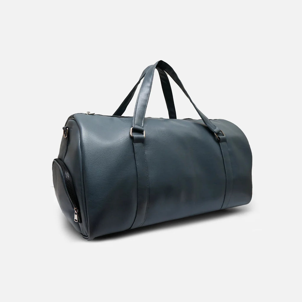 Modish Carry | Sac de Voyage "Steel Blue" – Duffel d'Aventure Tendance en Cuir Végan Unisexe