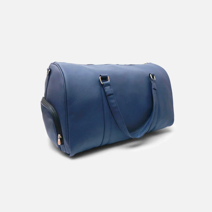 Title: Modish Carry | Ocean Blue Unisex Vegan Leather Weekender & Sports Bag