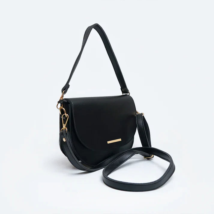 Modish Carry | Black Saddle Bag – Stylish Everyday Handbag for Women & Mums