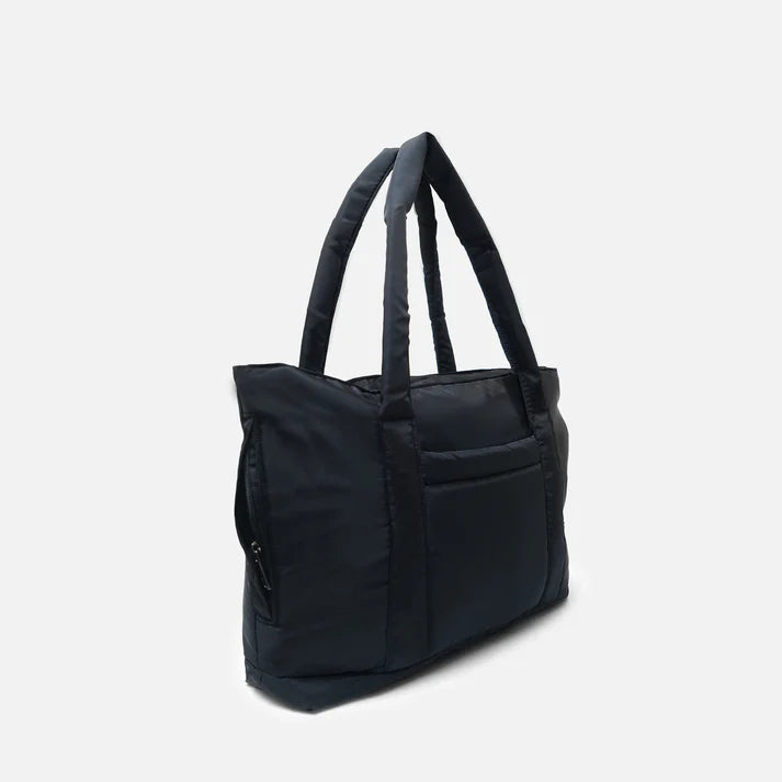 Modish Carry | Black Puffy Tote – Stylish Everyday Handbag for Women & Mums