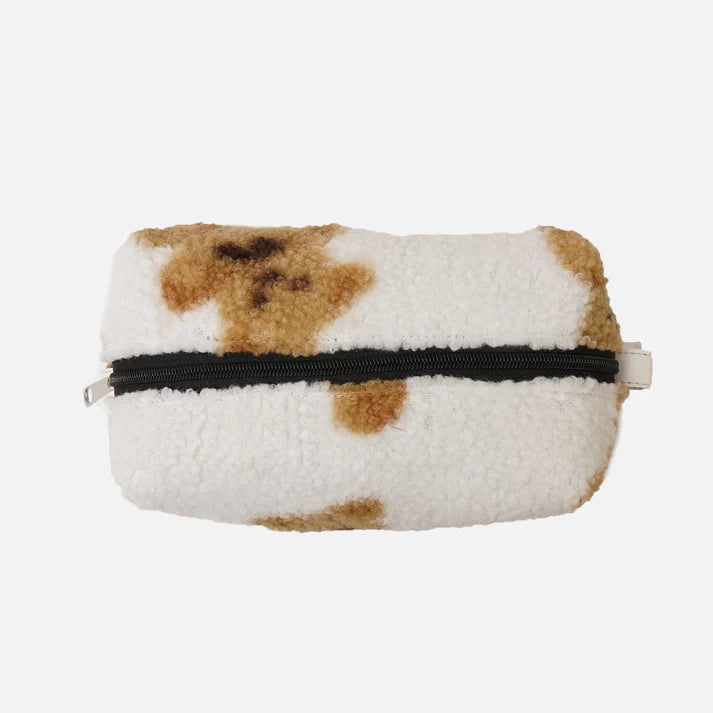 حقيبة أدوات تجميل عصرية | حقيبة مستلزمات شخصية بتصميم تيدي دريم للجنسين | حقيبة سفر من الصوف الناعم