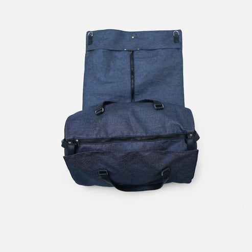 Modish Carry | Sac de Voyage et Housse à Costume Hybride – Bleu Unisexe en Cuir Végan