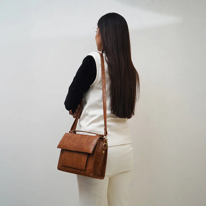 Modish Carry | Croc-Embossed Brown Leather Bag – Stylish Women’s Handbag