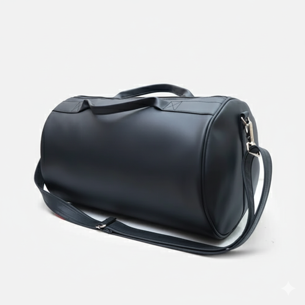 时尚手提包 | 黑色健身男女通用纯素皮革时尚现代旅行包
