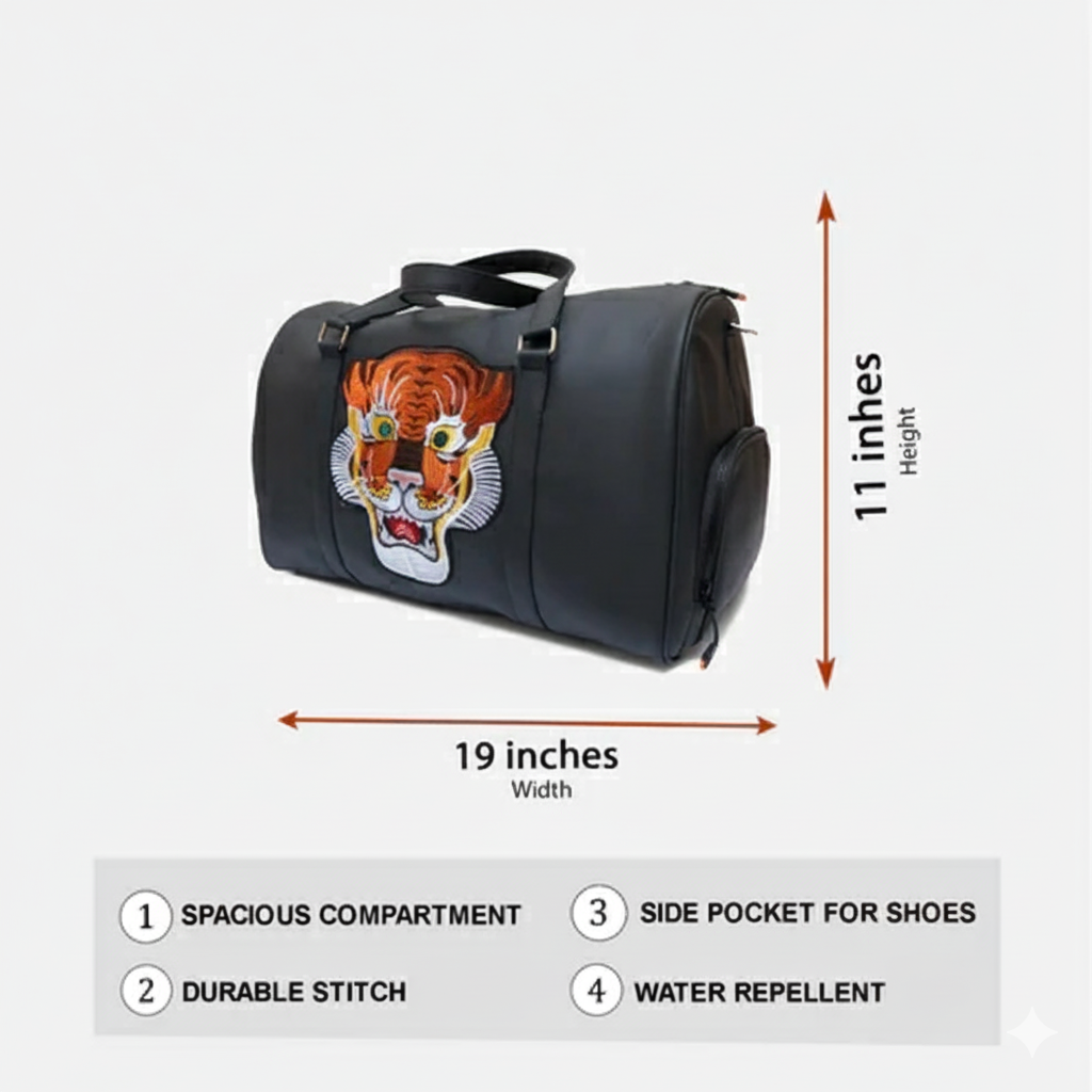 Modish Carry | Black Lion Duffle Bag – Grab Your Stylish Travel Bag Today!
