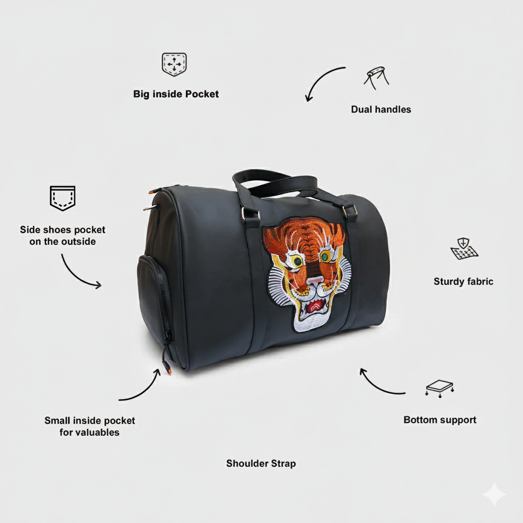 Modish Carry | Black Lion Duffle Bag – Grab Your Stylish Travel Bag Today!