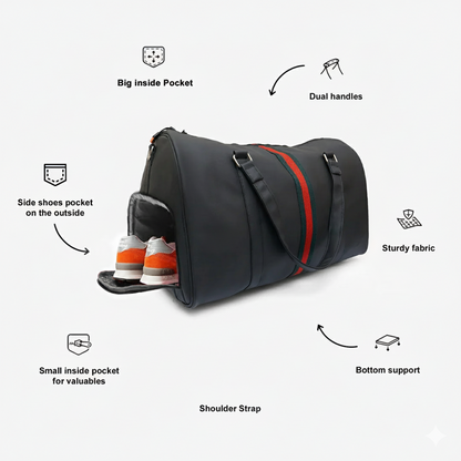 Modish Carry | GG Stripe Duffle Bag – Perfect Gym & Travel Bag for All