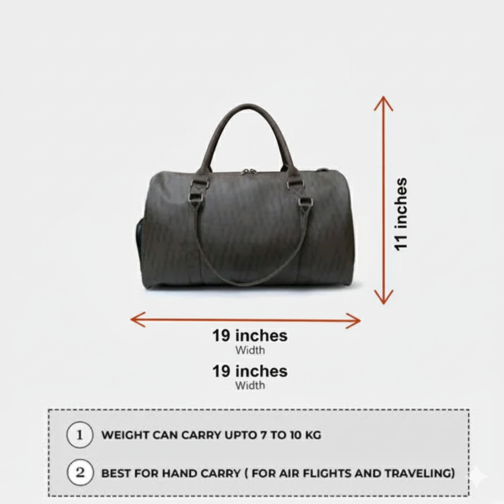 时尚手提包 | FEDII 灰色男女通用纯素皮革运动旅行过夜包