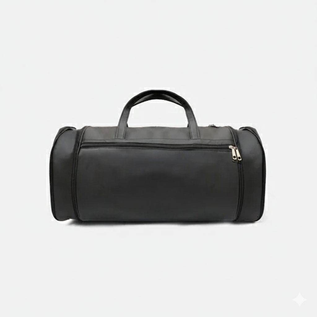 حقيبة أنيقة للسفر | حقيبة سفر سوداء قابلة للتوسيع للجنسين مصنوعة من الجلد النباتي بحجم مناسب لحملها في مقصورة الطائرة