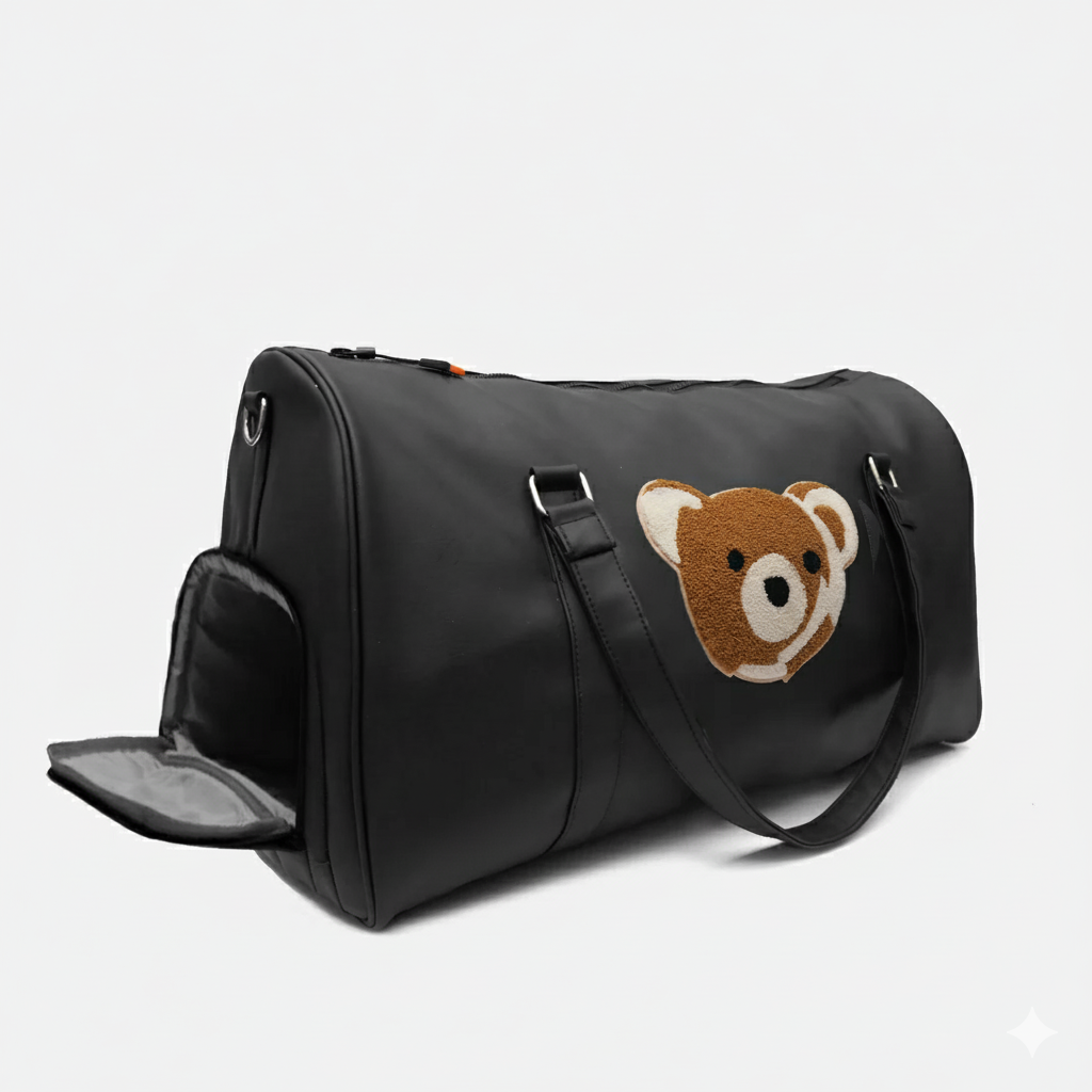 时尚旅行包 | Cloud Bear 黑色男女通用纯素皮革时尚探险旅行包
