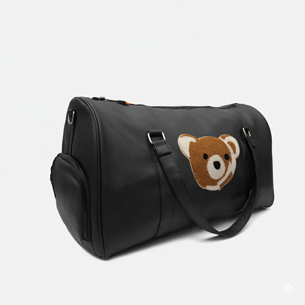 Modish Carry | Cloud Bear ブラック ユニセックス ヴィーガンレザー トレンディ エクスプローラー ダッフル