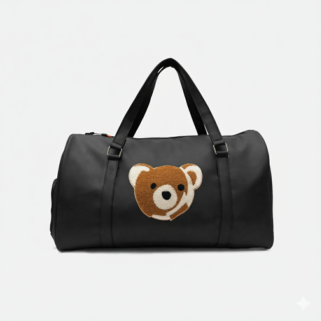 Modish Carry | Cloud Bear ブラック ユニセックス ヴィーガンレザー トレンディ エクスプローラー ダッフル