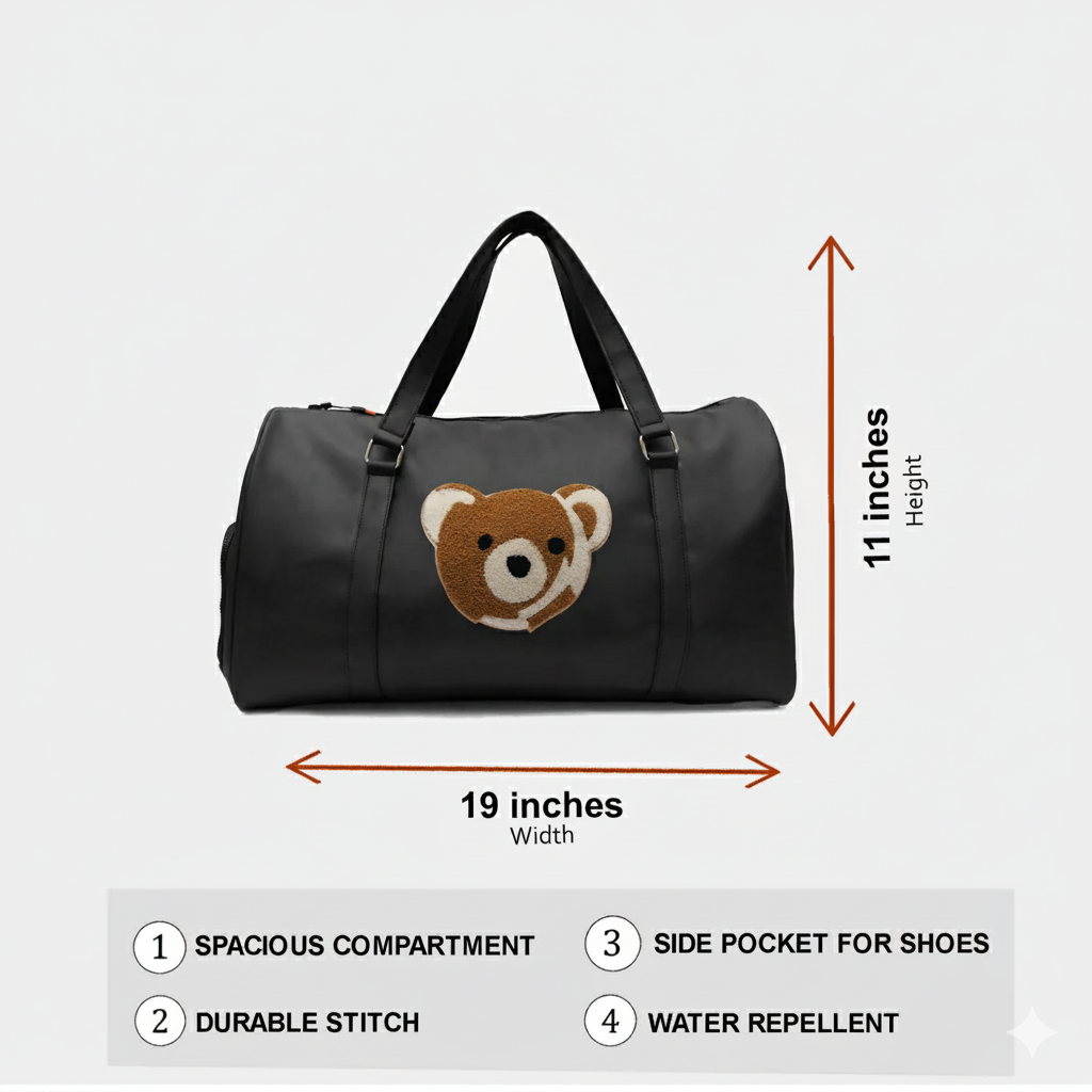 Modish Carry | Cloud Bear Duffle Bag – Stylish Travel Bag for Men & Women