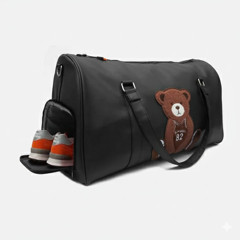 Modish Carry | Teddy Patch Uniseks Vegan Leather Trendy Adventure Duffel