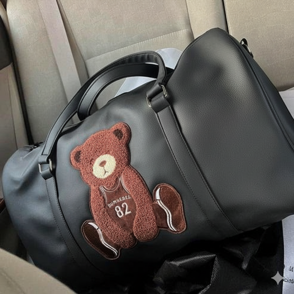 Modish Carry | Teddy Patch Unisex Vegan Leather Trendy Adventure Duffel