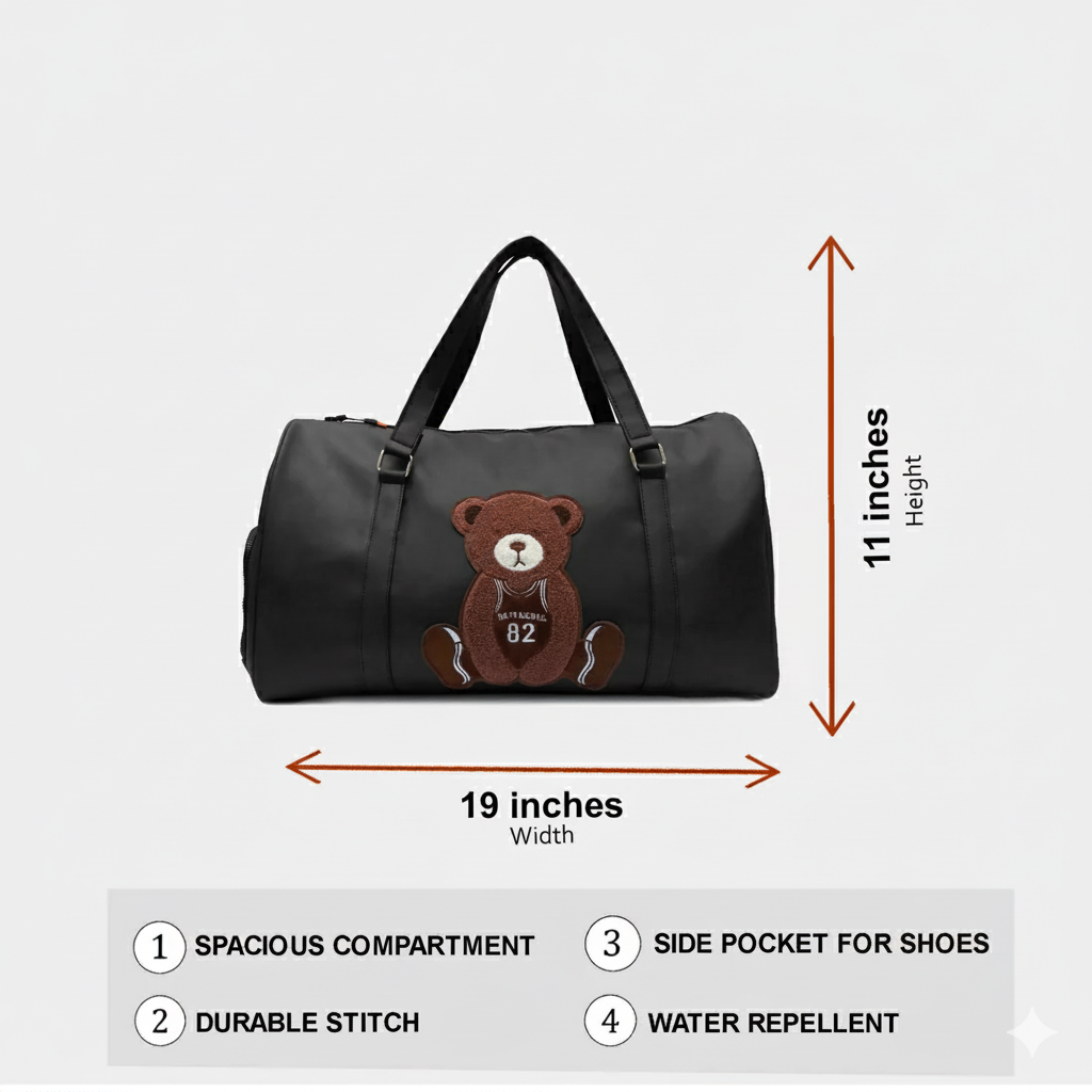 Modish Carry | Teddy Patch Uniseks Vegan Leather Trendy Adventure Duffel