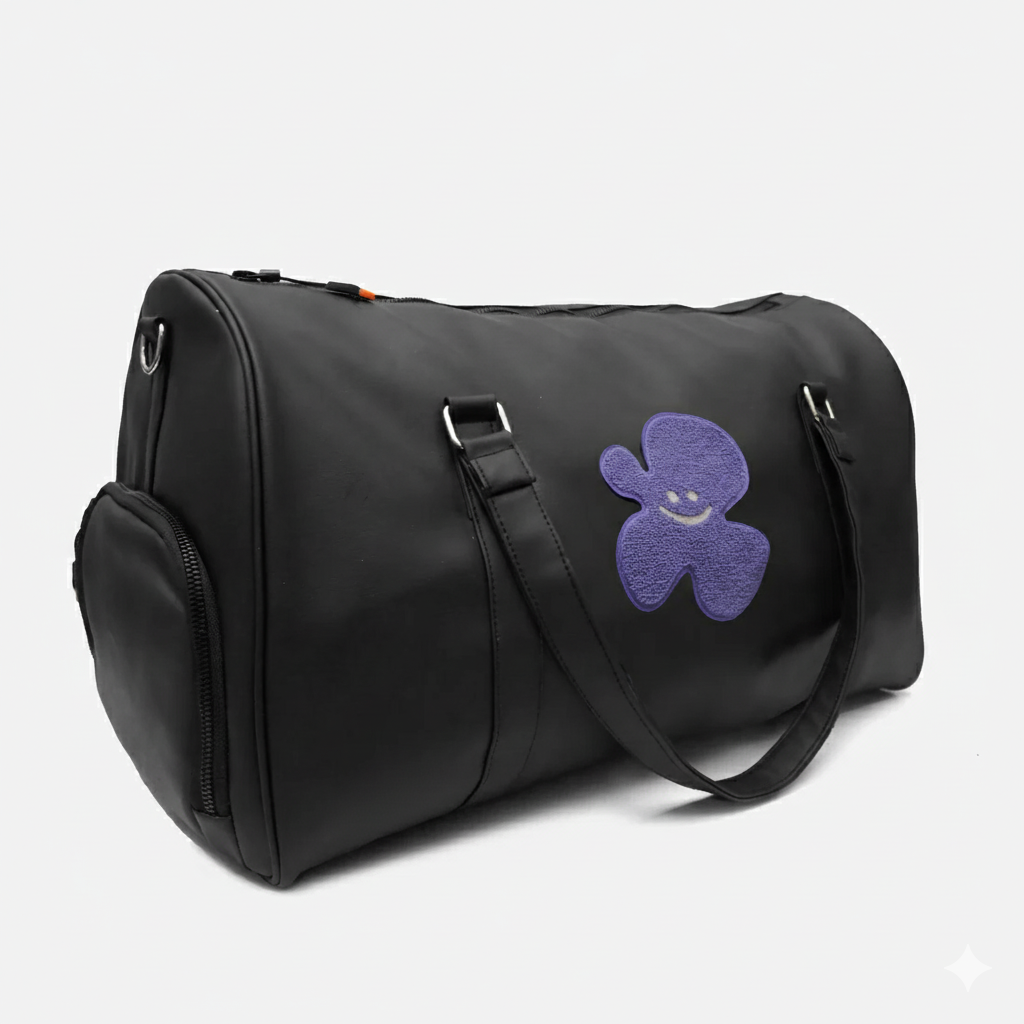 时尚旅行包 | 黑色和深紫色男女通用纯素皮革时尚旅行包