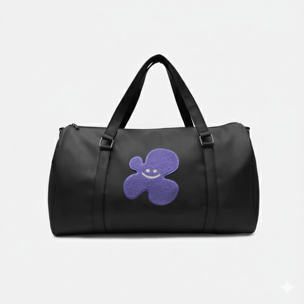 时尚旅行包 | 黑色和深紫色男女通用纯素皮革时尚旅行包