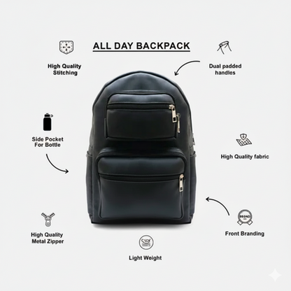 Modish Carry | All Day Backpack – Lightweight & Durable (Black, 20L)