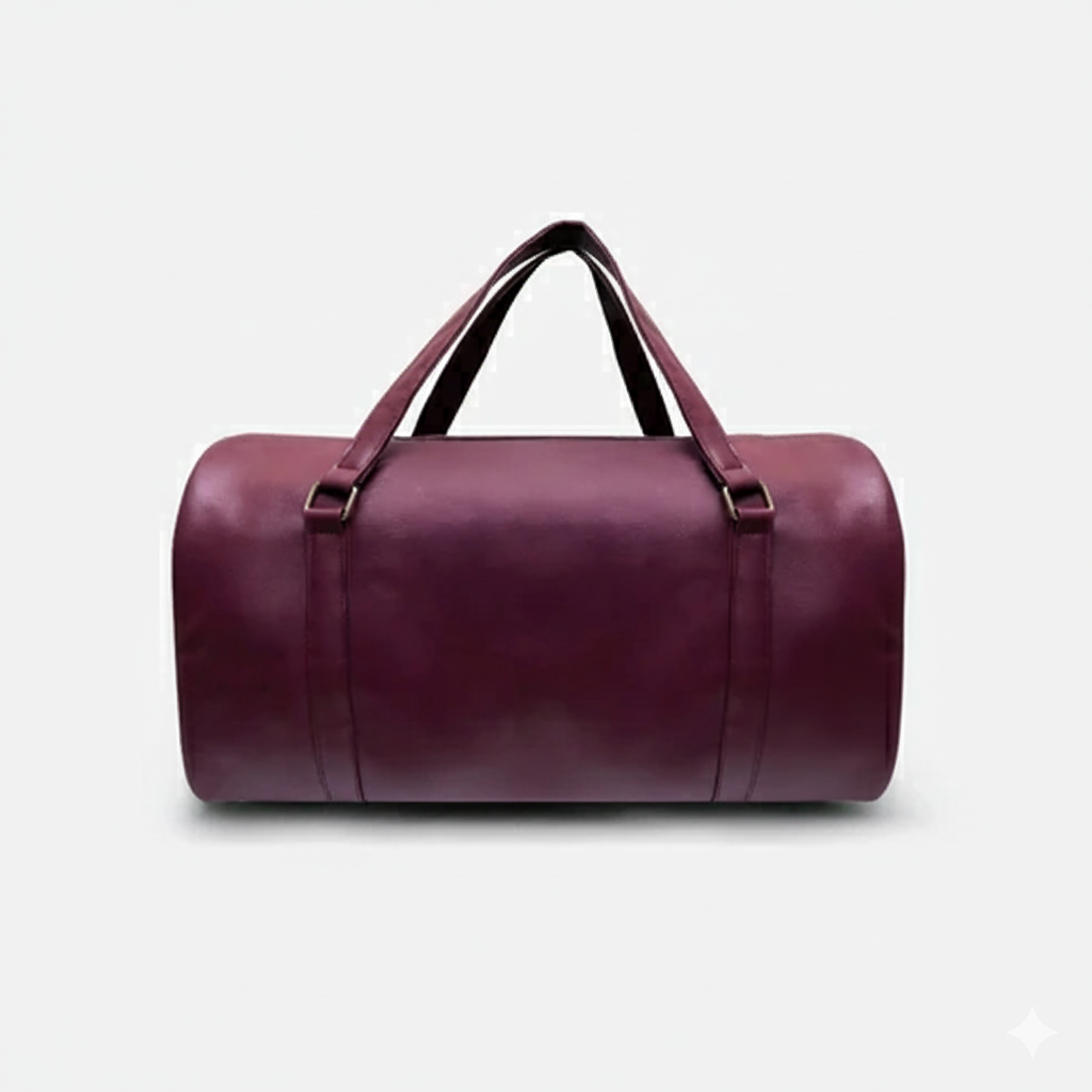 حقيبة سفر عصرية | حقيبة سفر أنيقة للجنسين من الجلد النباتي بلون عنابي