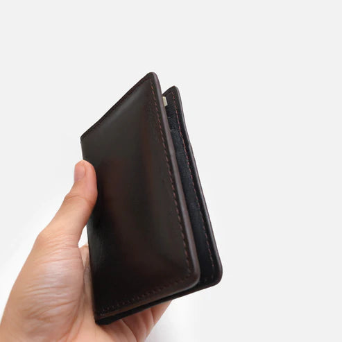 Modish Carry Unisex Bi-Fold Brown Card Holder in hand pocket-sized vegan leather wallet