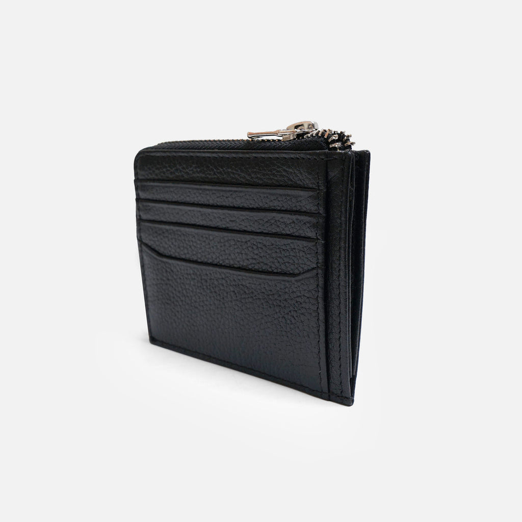 Modish Carry Urban Zip Card Holder slightly angled front vegan leather slim card