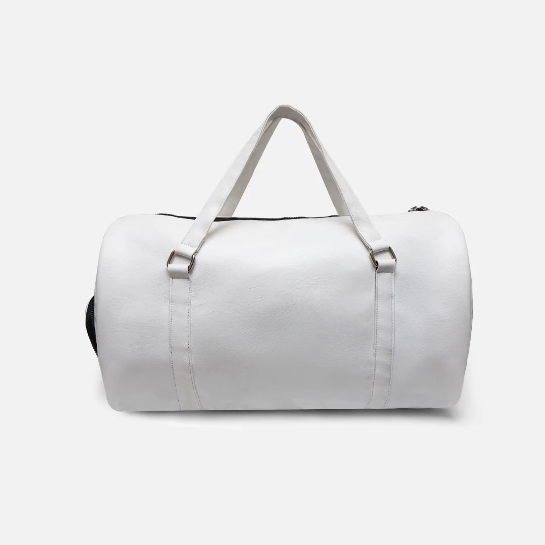 حقيبة موديش كاري | حقيبة رياضية وحقيبة سفر ليلية للجنسين من الجلد النباتي باللون الأبيض الملحي، مناسبة للجنسين