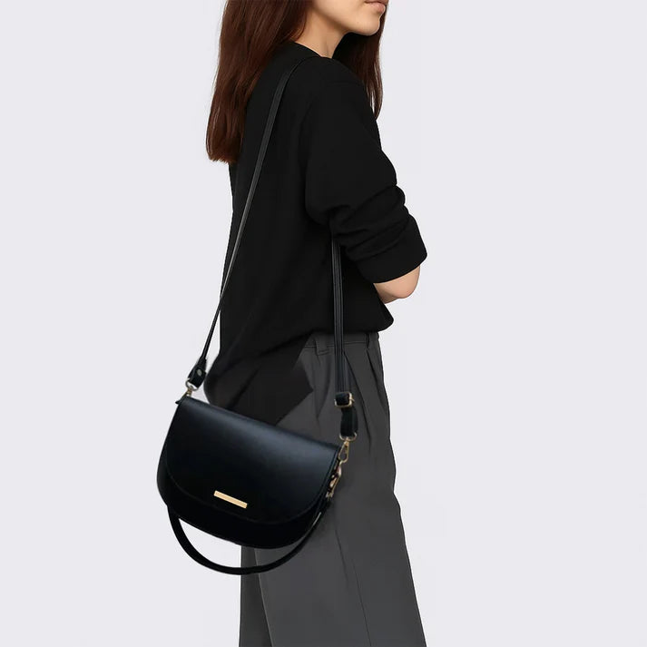 时尚手提包 | 黑色马鞍包 | 奢华柔软触感日常斜挎包