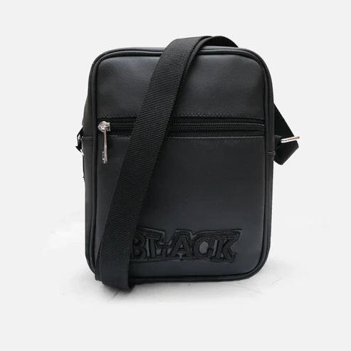 Modische Umhängetasche | Schwarze Unisex-Umhängetasche aus Kunstleder mit 3D-Monogramm