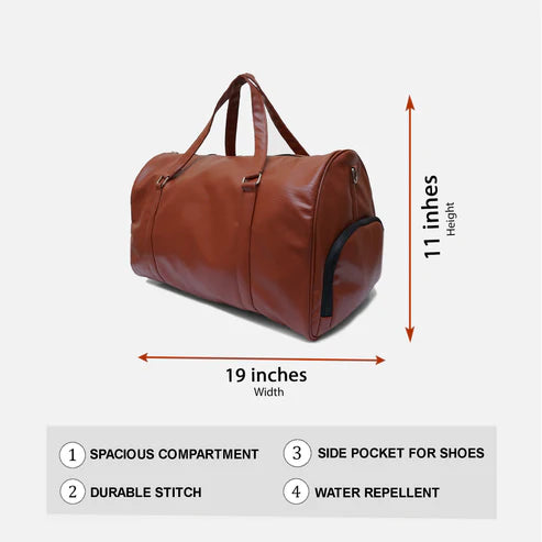 时尚手提包 | 粘土红棕色男女通用纯素皮革潮流手工旅行包