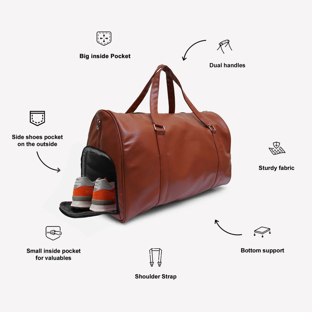 Töff handtaska | Rauðbrún leirhandtaska úr vegan leðri, unisex, smart og handverkslega hönnuðum