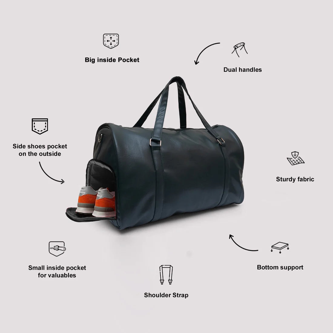 Modish Carry | Borsa da viaggio e da palestra unisex in pelle sintetica verde britannico