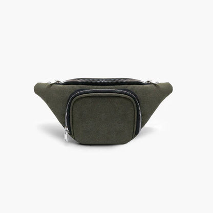 Modish Carry | Olive Suede Croissant Fanny Bag – Sleek & Stylish Everyday Bag
